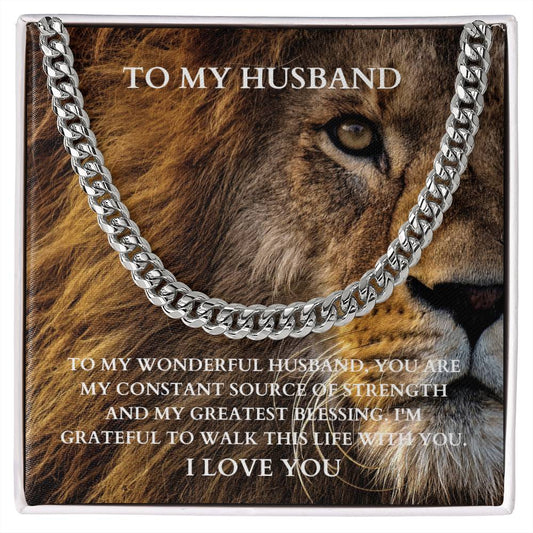 To My Husband Cuban Chain Link (Lion)